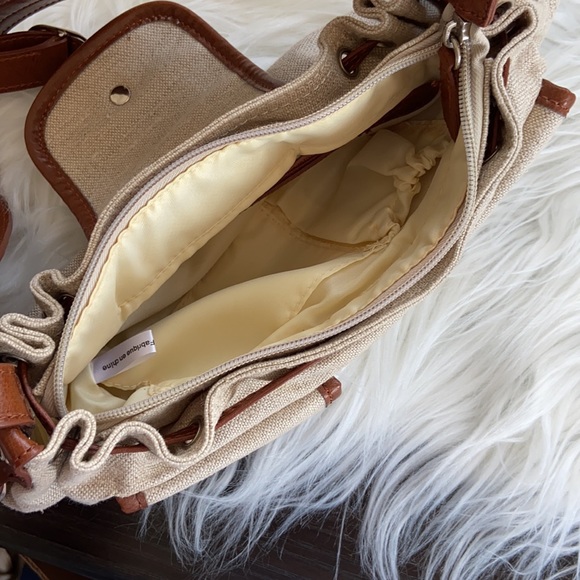 Vgt Y2K Brown & Cream Linen Baguette Shoulder Bag - Picture 11 of 16